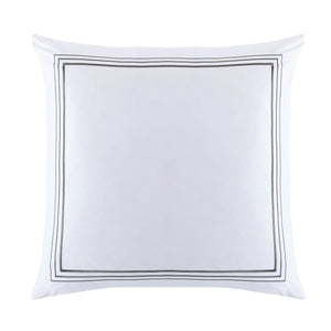 Hiend Accents Border Embroidery Euro Sham - Luxurious 350-thread Count Cotton For A Serene Bedroom Sanctuary White,Gray 100% Cotton Fb3521es-os-gy