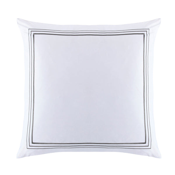 Hiend Accents Border Embroidery Euro Sham - Luxurious 350-thread Count Cotton For A Serene Bedroom Sanctuary White,Gray 100% Cotton Fb3521es-os-gy