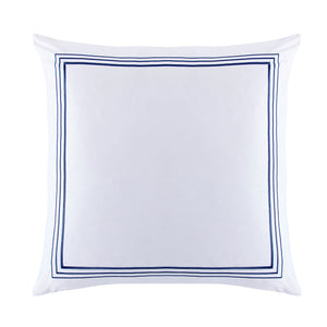 Hiend Accents Border Embroidery Euro Sham - Luxurious 350-thread Count Cotton For A Serene Bedroom Sanctuary White,Navy 100% Cotton Fb3521es-os-na