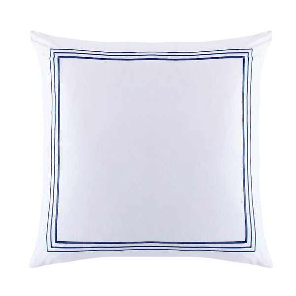 Hiend Accents Border Embroidery Euro Sham - Luxurious 350-thread Count Cotton For A Serene Bedroom Sanctuary White,Navy 100% Cotton Fb3521es-os-na