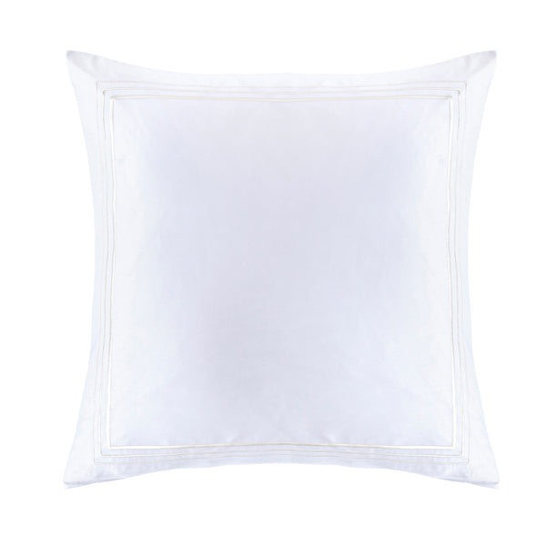 Hiend Accents Border Embroidery Euro Sham - Luxurious 350-thread Count Cotton For A Serene Bedroom Sanctuary White 100% Cotton Fb3521es-os-wh