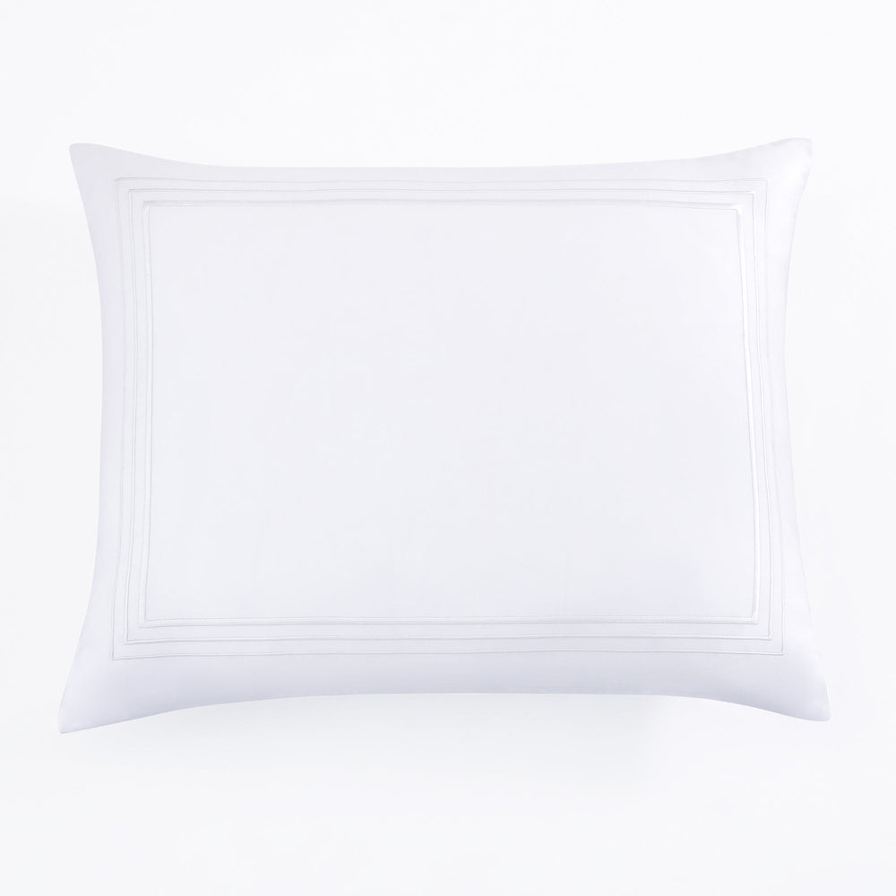 Hiend Accents Border Embroidery Pillow Shams - Elevate Your Bedroom With Luxurious 350-thread Count Sateen Fabric White 100% Cotton Fb3521ps-ss-wh