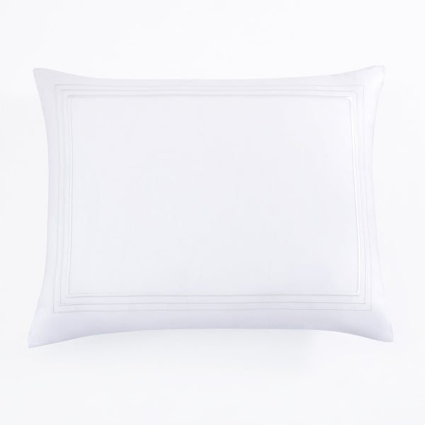 Hiend Accents Border Embroidery Pillow Shams - Elevate Your Bedroom With Luxurious 350-thread Count Sateen Fabric White 100% Cotton Fb3521ps-ss-wh