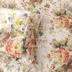 Hiend Accents Jardin Lyocell Sheet Set - Experience Luxurious Comfort With Floral Design And Hypoallergenic Quality Multi Color Face And Back, 100% Lyocell Fb3542-sq-oc