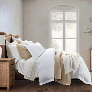 Hiend Accents Stonewashed Cotton Waffle Weave Duvet Cover Set - Luxurious Comfort For Year-round Serenity White 100% Cotton Fb3800ds-sk-wh
