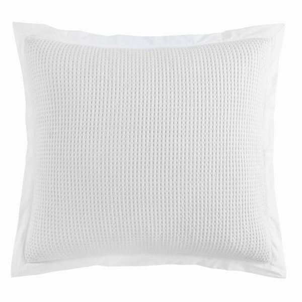 Hiend Accents Stonewashed Cotton Waffle Weave Euro Sham - Cozy Texture, Elegant Design For Serene Bedroom Retreat White 100% Cotton Fb3800es-os-wh