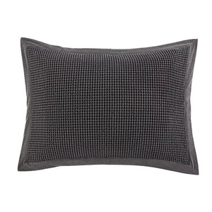 Hiend Accents Stonewashed Cotton Waffle Weave Pillow Sham Set - Elevate Your Bedroom With Chic Comfort And Style Slate 100% Cotton Fb3800ps-ks-sl
