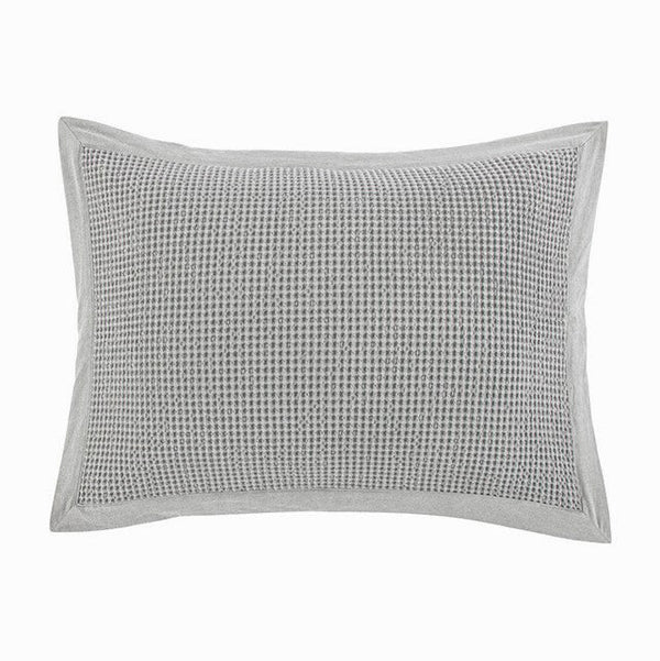 Hiend Accents Stonewashed Cotton Waffle Weave Pillow Sham Set - Elevate Your Bedroom With Chic Comfort And Style Gray 100% Cotton Fb3800ps-ss-gy