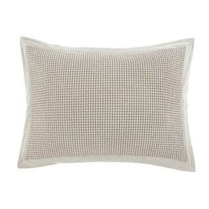 Hiend Accents Stonewashed Cotton Waffle Weave Pillow Sham Set - Elevate Your Bedroom With Chic Comfort And Style Light Tan 100% Cotton Fb3800ps-ss-lt