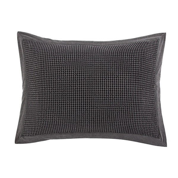 Hiend Accents Stonewashed Cotton Waffle Weave Pillow Sham Set - Elevate Your Bedroom With Chic Comfort And Style Slate 100% Cotton Fb3800ps-ss-sl