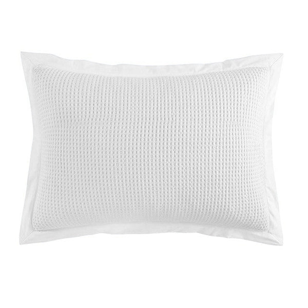 Hiend Accents Stonewashed Cotton Waffle Weave Pillow Sham Set - Elevate Your Bedroom With Chic Comfort And Style White 100% Cotton Fb3800ps-ss-wh