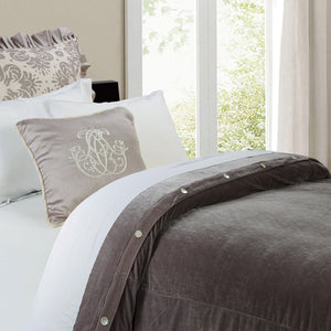 Hiend Accents Kerrington Duvet Cover - Luxurious Velvet Design For Elegant Bedroom Transformation And Comfort Grey,White Face, 100% Polyester,Back, 100% Cotton. Fb3840du-sq-oc