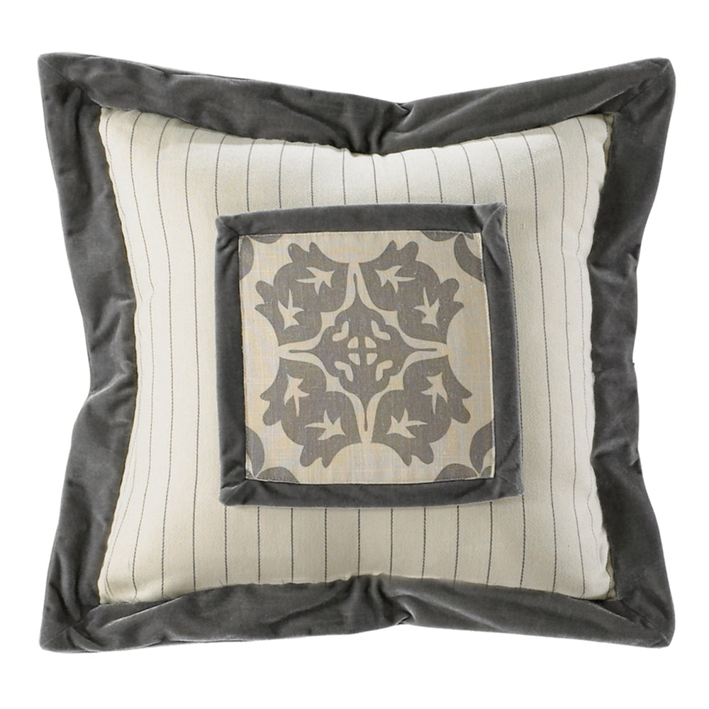 Hiend Accents Stripe Embroidery Pillow - Elevate Your Home Decor With Modern Elegance And Luxurious Comfort Grey,Cream,White 50% Polyester,50% Cotton Fb3840p1