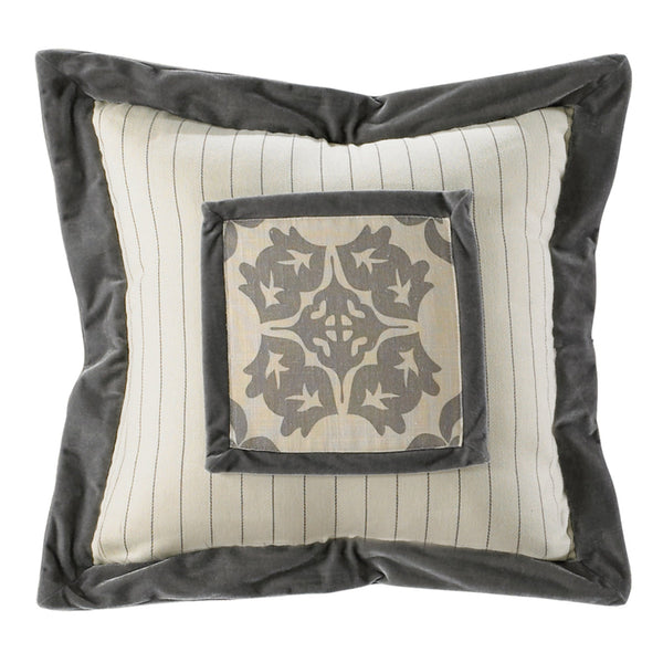 Hiend Accents Stripe Embroidery Pillow - Elevate Your Home Decor With Modern Elegance And Luxurious Comfort Grey,Cream,White 50% Polyester,50% Cotton Fb3840p1