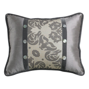 Hiend Accents Rectangle Damask Pillow - Luxurious Decorative Toss Cushion For Elegant Home Decor & Comfort Grey 30% Polyester,70% Cotton Fb3840p3