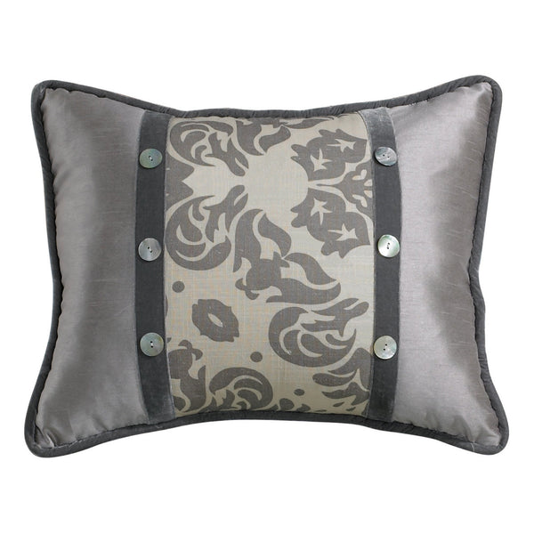 Hiend Accents Rectangle Damask Pillow - Luxurious Decorative Toss Cushion For Elegant Home Decor & Comfort Grey 30% Polyester,70% Cotton Fb3840p3