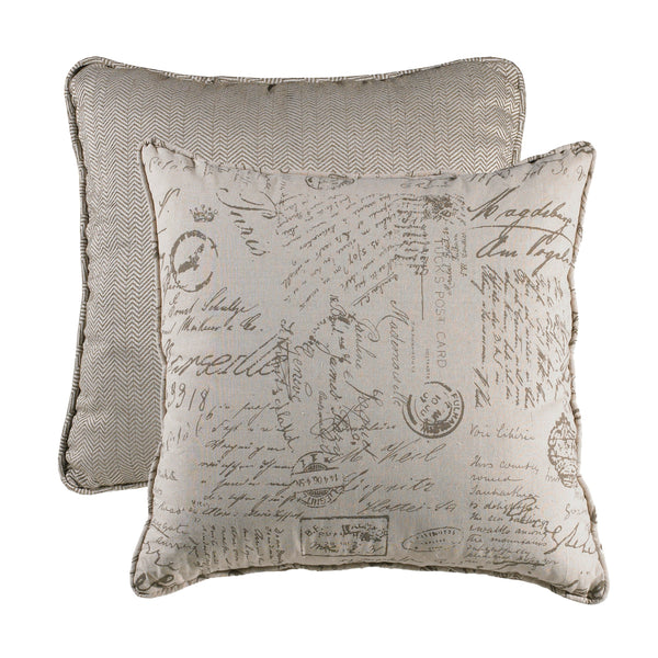 Hiend Accents Fairfield Printed Script Euro Sham - Elegant Linen Accent For A Cozy, Stylish Bedroom Retreat Cream 90% Polyester,5% Cotton,5% Linen Fb3900e2