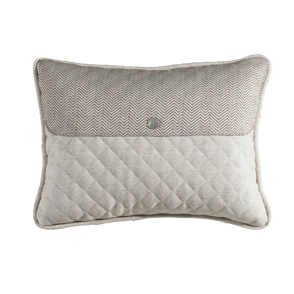 Hiend Accents Fairfield Decorative Pillow - Rustic Charm With Modern Elegance, Herringbone & Quilted Design Cream Shell, 80% Polyester,10% Cotton,10% Linen,Fill, 100% Waterfowl Feathers Fb3900p3