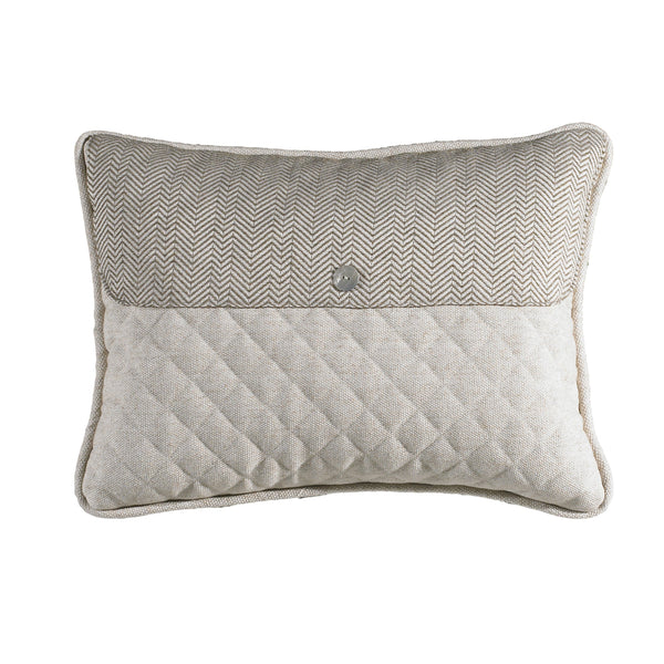 Hiend Accents Fairfield Decorative Pillow - Rustic Charm With Modern Elegance, Herringbone & Quilted Design Cream Shell, 80% Polyester,10% Cotton,10% Linen,Fill, 100% Waterfowl Feathers Fb3900p3