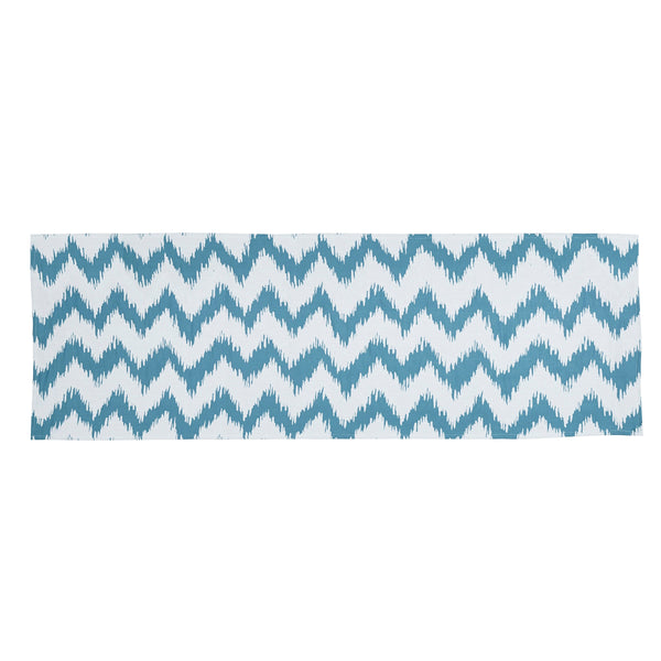 Hiend Accents Catalina Bed Runner - Vibrant Aqua Chevron Design With Matelassé Texture For Chic Bedroom Style Multi 50% Polyester,50% Cotton Fb3930br-sk-oc