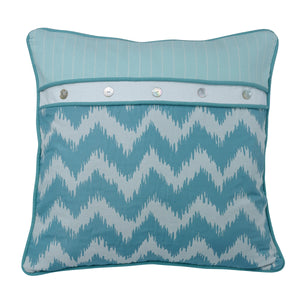 Hiend Accents Chevron Euro Sham With Striped Accents And Elegant Mother Of Pearl Buttons For Stylish Bedding Decor Multi 50% Polyester,50% Cotton Fb3930es