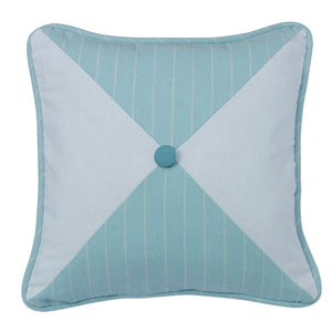 Hiend Accents Chevron Print Striped Reversed Pillow – Vibrant Aqua And White Design For Stylish Home Decor Upgrade Multi 50% Polyester,50% Cotton Fb3930p1