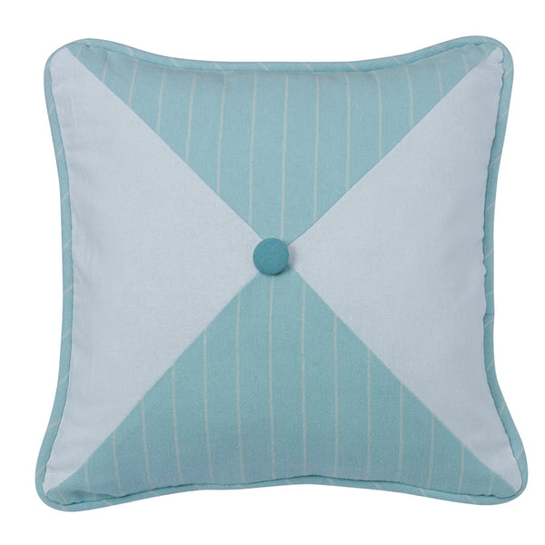 Hiend Accents Chevron Print Striped Reversed Pillow – Vibrant Aqua And White Design For Stylish Home Decor Upgrade Multi 50% Polyester,50% Cotton Fb3930p1