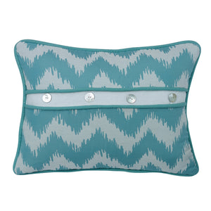 Hiend Accents Chevron Print Accent Pillow With Mother Of Pearl Buttons - Modern Aqua And White Decor Statement Multi 50% Polyester,50% Cotton Fb3930p2