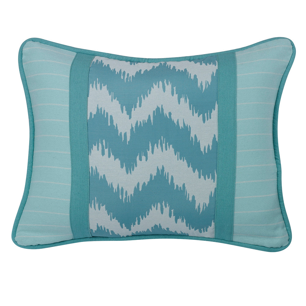 Hiend Accents Chevron Accent Pillow: Modern Aqua And White Design With Stripes For Chic Home Décor Enhancement Multi 50% Polyester,50% Cotton Fb3930p3