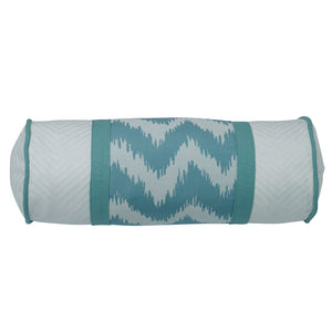 Hiend Accents Chevron Print Neckroll Pillow - Aqua And White Chevron Design With Elegant Matelassé Fabric Multi 50% Polyester,50% Cotton Fb3930p7