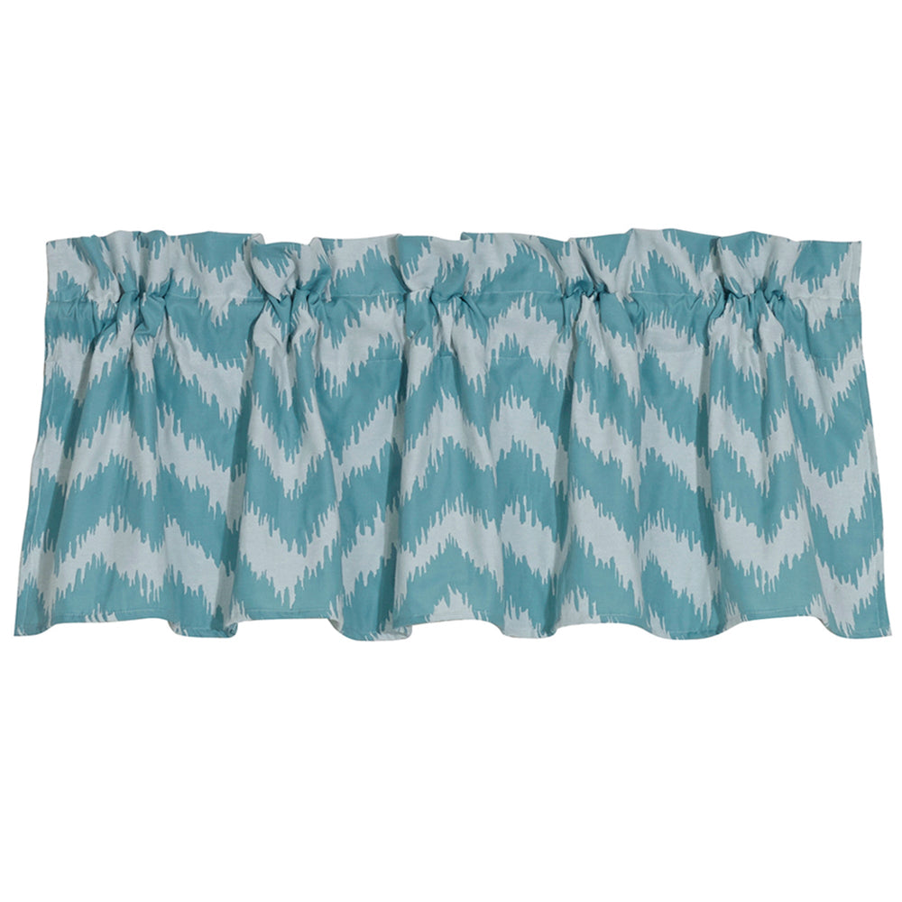 Hiend Accents Catalina Blue & White Chevron Valance - Stylish Window Treatment For A Chic Coastal Home Décor Multi 50% Polyester,50% Cotton Fb3930vl
