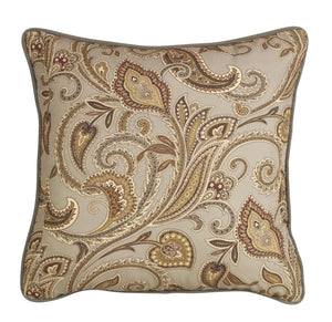 Hiend Accents Piedmont Paisley Euro Sham - Elegant Cream And Gold Design With Sophisticated Gray Linen Piping Tan 100% Polyester Fb3950e1