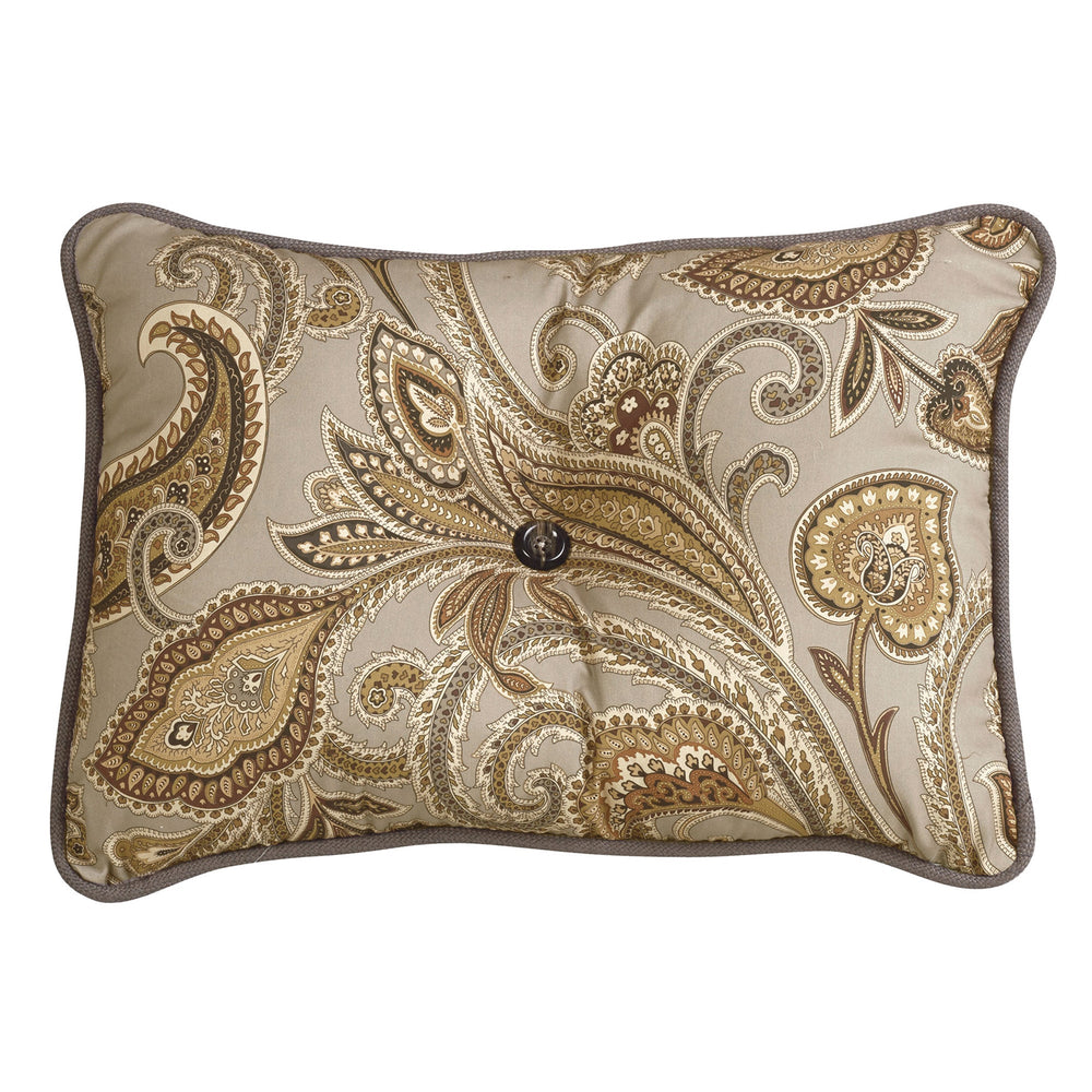 Hiend Accents Piedmont Paisley Tufted Lumbar Pillow - Elegant Accent Piece With Sophisticated Design For Home Décor Tan Shell, 100% Polyester,Filling, 100% Polyester Fb3950p1