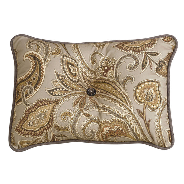 Hiend Accents Piedmont Paisley Tufted Lumbar Pillow - Elegant Accent Piece With Sophisticated Design For Home Décor Tan Shell, 100% Polyester,Filling, 100% Polyester Fb3950p1