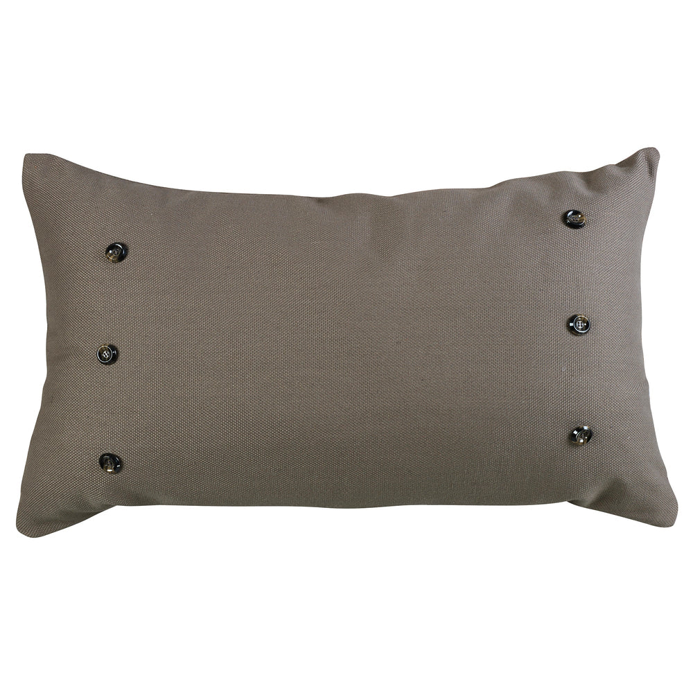 Hiend Accents Piedmont Large Gray Linen Lumbar Pillow With Faux Tortoise Shell Buttons For Elegant Home Decor Tan Shell, 100%Polyester. Pillow, 100% Polyester Fb3950p4