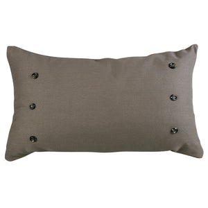 Hiend Accents Piedmont Large Gray Linen Lumbar Pillow With Faux Tortoise Shell Buttons For Elegant Home Decor Tan Shell, 100%Polyester. Pillow, 100% Polyester Fb3950p4
