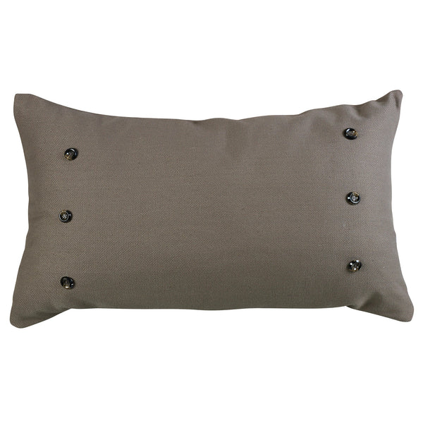 Hiend Accents Piedmont Large Gray Linen Lumbar Pillow With Faux Tortoise Shell Buttons For Elegant Home Decor Tan Shell, 100%Polyester. Pillow, 100% Polyester Fb3950p4