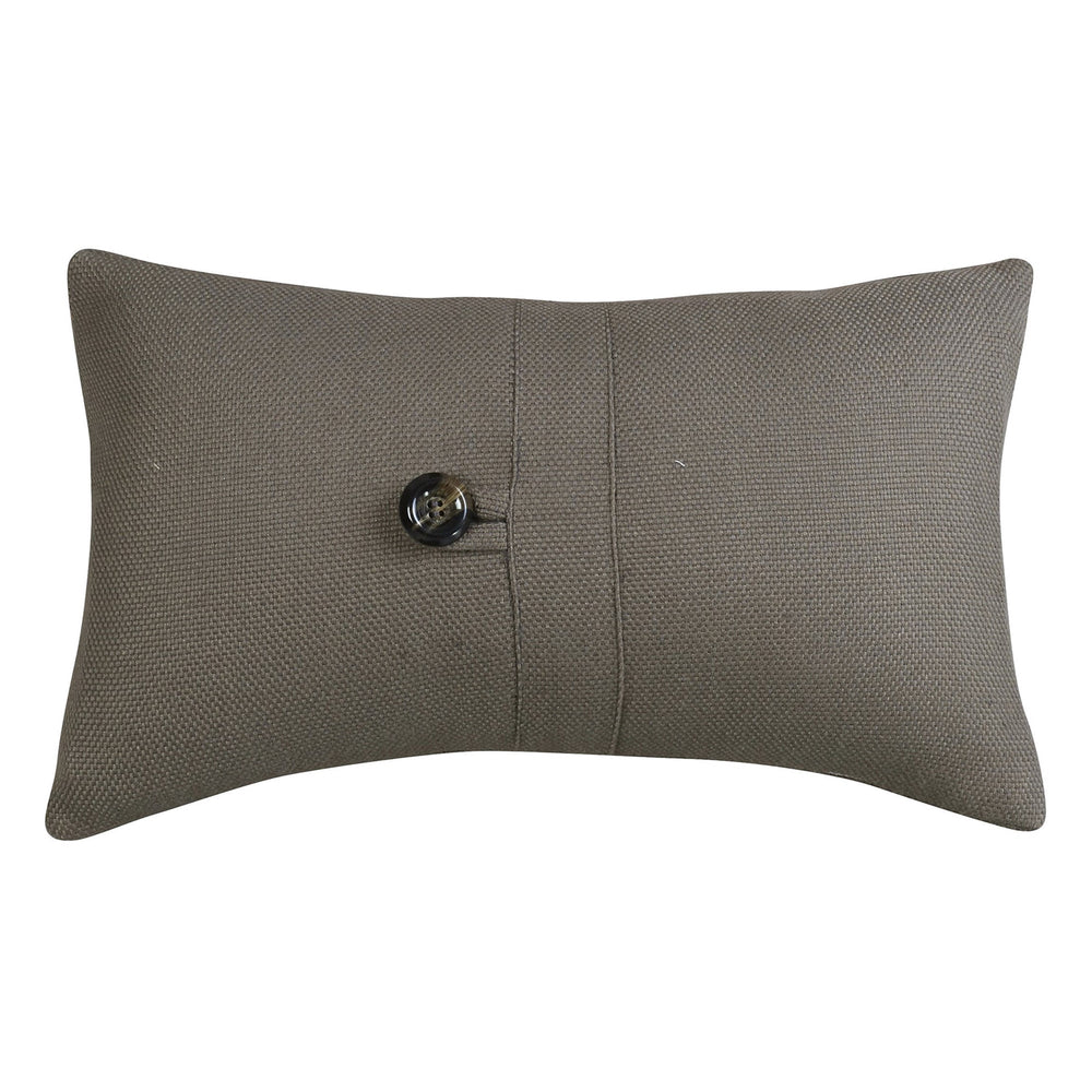 Hiend Accents Piedmont Small Gray Lumbar Pillow - Elegant Linen Design With Unique Tortoise Button For Home Decor Tan Shell, 100%Polyester. Pillow, 100% Polyester Fb3950p5