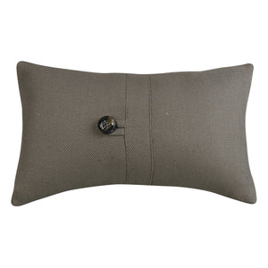 Hiend Accents Piedmont Small Gray Lumbar Pillow - Elegant Linen Design With Unique Tortoise Button For Home Decor Tan Shell, 100%Polyester. Pillow, 100% Polyester Fb3950p5
