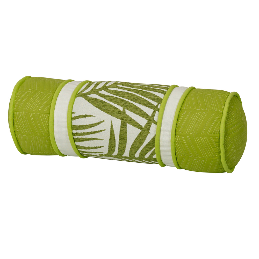 Hiend Accents Neckroll Elegant Jacquard Pillow | Chic Decor Accent For Home | Plush Support & Style Upgrade Green,White Shell, 90% Polyester,10% Cotton. Filling, 100% Polyester Fb4100p7