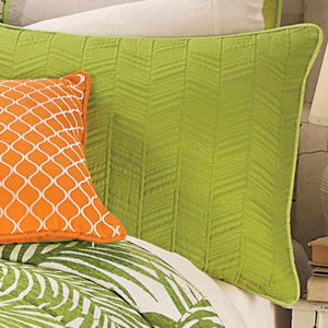Hiend Accents Capri Pillow Sham - Chic Frond Jacquard Design With Green Accents For A Serene Bedroom Oasis Multi Color 40% Polyester,40% Cotton,20% Linen Fb4100ps-qn-oc