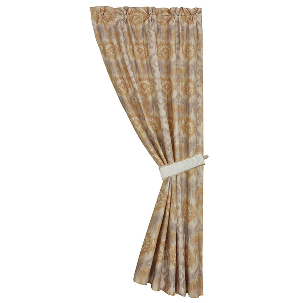 Hiend Accents Casablanca Curtain - Elegant Rod-pocket Design With Taupe Ikat Pattern & Antique White Linen Touch Multi 100% Polyester Fb4150c