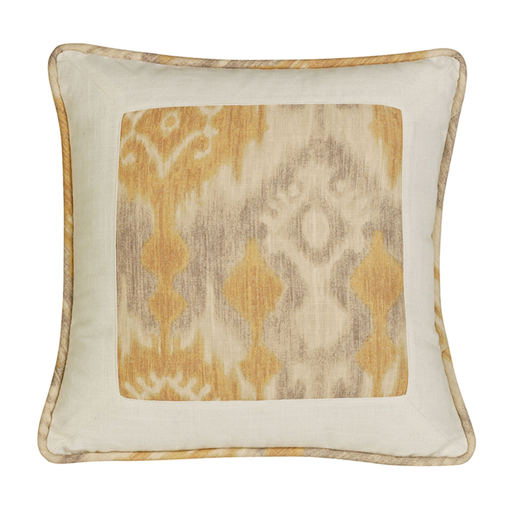 Hiend Accents Casablanca Framed Pillow - Elegant Ikat Design In Taupe & Flaxen, Chic Accent For Home Décor Tan,Orange Shell, 10% Cotton,10% Linen,80% Polyester. Filling, 100% Polyester Fb4150p2