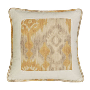 Hiend Accents Casablanca Framed Pillow - Elegant Ikat Design In Taupe & Flaxen, Chic Accent For Home Décor Tan,Orange Shell, 10% Cotton,10% Linen,80% Polyester. Filling, 100% Polyester Fb4150p2