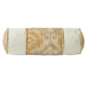 Hiend Accents Casablanca Neckroll: Luxurious Ikat Design Pillow For Elegant Bedding And Stylish Home Décor Cream,Tan Shell, 30% Cotton,20% Linen,50% Polyester. Filling, 100% Polyester Fb4150p7