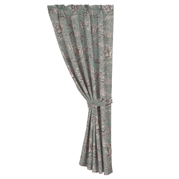 Hiend Accents Gramercy Elegant Jacobean Floral Curtain In Aqua - Sophisticated Design For Stylish Home Decor Multi 100% Polyester Fb4160c1