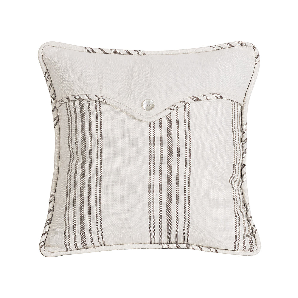 Hiend Accents Gramercy Weave Envelope Pillow With Elegant Striped Design And Mother-of-pearl Button Accent White,Taupe Shell, 100% Polyester,Fill, 100% Waterfowl Feathers Fb4160p4