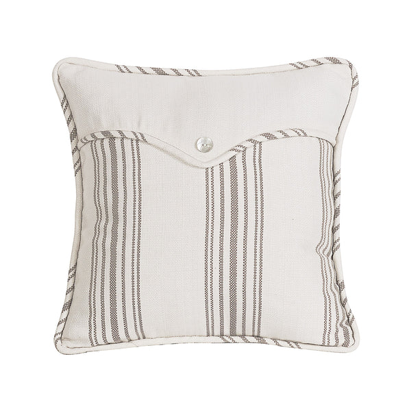 Hiend Accents Gramercy Weave Envelope Pillow With Elegant Striped Design And Mother-of-pearl Button Accent White,Taupe Shell, 100% Polyester,Fill, 100% Waterfowl Feathers Fb4160p4