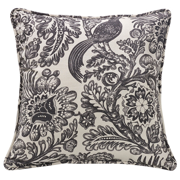 Hiend Accents Augusta Toile Euro Sham - Timeless Elegance With Botanical Print & Sophisticated Matelassé Design Black,White Face, 80% Polyester,20% Cotton,Back, 68% Viscose,32% Polyester Fb4162e1