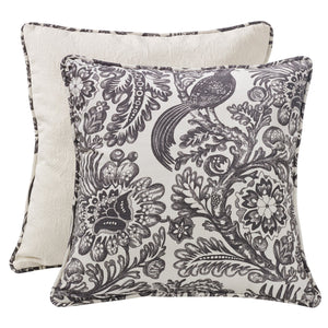 Hiend Accents Augusta Toile Euro Sham - Timeless Elegance With Botanical Print & Sophisticated Matelassé Design Black,White Face, 80% Polyester,20% Cotton,Back, 68% Viscose,32% Polyester Fb4162e1